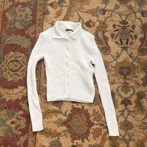 Brandy Melville White Ribbed Cardigan